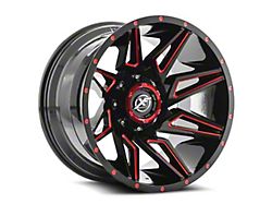 XF Offroad XF-218 Gloss Black and Red Milled Wheel; 20x10; -24mm Offset (76-86 Jeep CJ7)