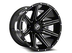 XF Offroad XF-220 Gloss Black and Milled Wheel; 22x12; -44mm Offset (18-24 Jeep Wrangler JL)