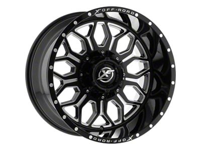 XF Offroad XF-227 Gloss Black Milled Wheel; 20x12; -44mm Offset (18-24 Jeep Wrangler JL)