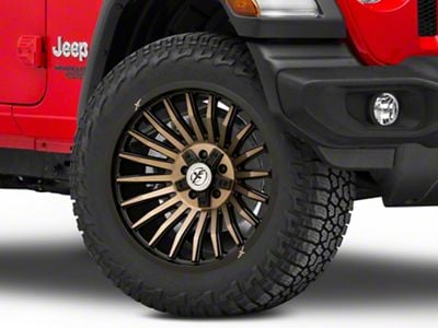 XF Offroad XF-231 Satin Black Machined with Bronze Double Dark Tint Wheel; 20x10; -12mm Offset (18-25 Jeep Wrangler JL)