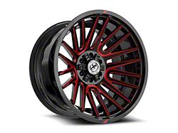 XF Offroad XF-234 Gloss Black and Red Machined Wheel; 17x9; 0mm Offset (07-18 Jeep Wrangler JK)