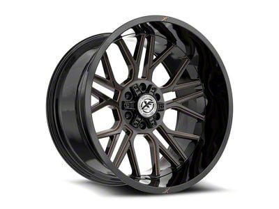 XF Offroad XF-235 Gloss Black and Bronze Milled Wheel; 20x10; -12mm Offset (07-18 Jeep Wrangler JK)