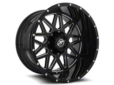 XF Offroad XF-211 Gloss Black and Milled 5-Lug Wheel; 20x10; -12mm Offset (05-15 Tacoma)