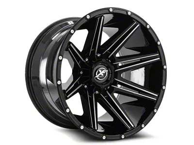 XF Offroad XF-220 Gloss Black and Milled 6-Lug Wheel; 20x9; 0mm Offset (05-15 Tacoma)