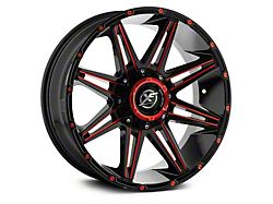 XF Offroad XF-220 Gloss Black Red Milled 6-Lug Wheel; 17x9; 12mm Offset (16-23 Tacoma)