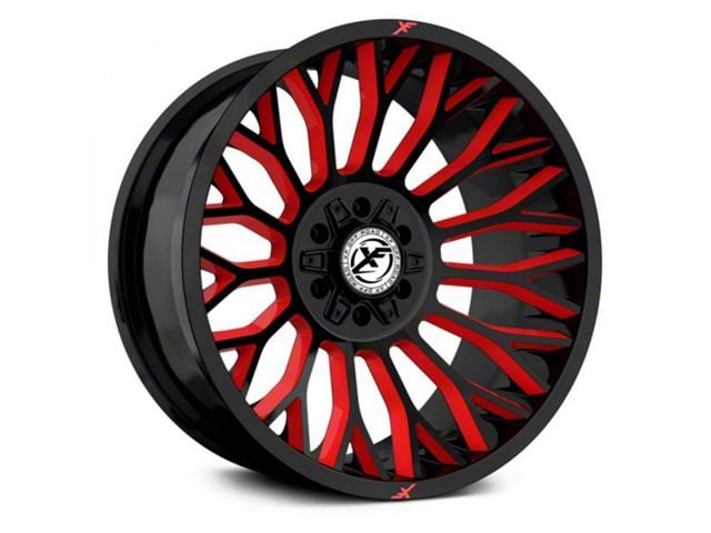 XF Offroad XF-237 Gloss Black with Red Windows 6-Lug Wheel; 20x10; -12mm Offset (16-23 Tacoma)