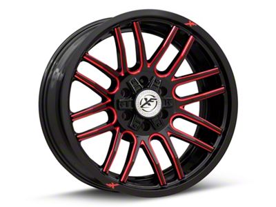 XF Offroad XF-232 Gloss Black Red Milled 6-Lug Wheel; 20x9; 0mm Offset (17-24 Titan)