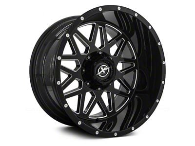 XF Offroad XF-211 Gloss Black Milled 6-Lug Wheel; 20x10; -12mm Offset (16-24 Titan XD)