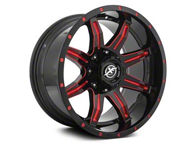 XF Offroad XF-215 Gloss Black Red Milled 6-Lug Wheel; 20x10; -12mm Offset (16-24 Titan XD)