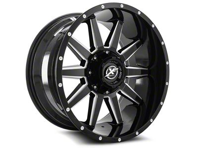 XF Offroad XF-219 Gloss Black and Machined 6-Lug Wheel; 20x10; -12mm Offset (16-24 Titan XD)