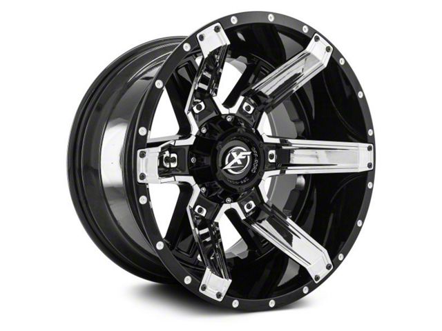 XF Offroad XF-214 Gloss Black with Chrome Inserts 5-Lug Wheel; 20x10; -24mm Offset (07-13 Tundra)