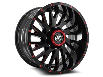 XF Offroad XF-221 Gloss Black and Red Milled 5-Lug Wheel; 20x10; -24mm Offset (07-13 Tundra)