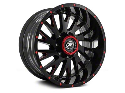 XF Offroad XF-221 Gloss Black Red Milled 5-Lug Wheel; 20x12; -44mm Offset (07-13 Tundra)