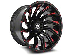 XF Offroad XF-224 Gloss Black and Red Milled 5-Lug Wheel; 20x10; -12mm Offset (14-21 Tundra)