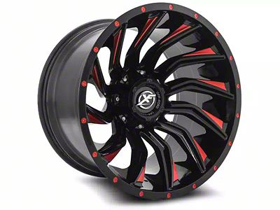 XF Offroad XF-224 Gloss Black Red Milled 6-Lug Wheel; 20x10; -12mm Offset (22-24 Tundra)