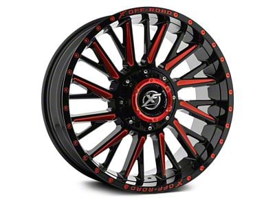 XF Offroad XF-226 Gloss Black Red Milled 5-Lug Wheel; 20x9; 0mm Offset (07-13 Tundra)