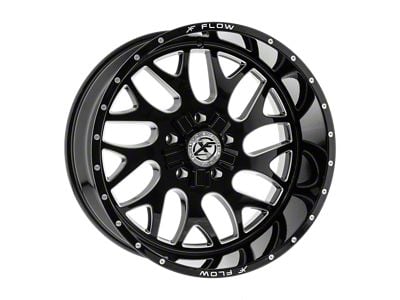 XFX Flow XFX-301 Gloss Black and Milled 6-Lug Wheel; 20x10; -24mm Offset (03-09 4Runner)