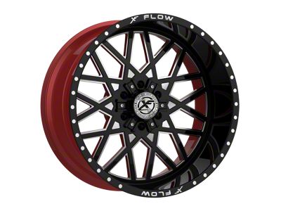 XFX Flow XFX-307 Gloss Black and Milled with Red Inner 6-Lug Wheel; 24x12; -44mm Offset (10-24 4Runner)