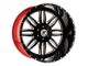 XFX Flow XFX-303 Gloss Black and Milled with Red Inner Wheel; 24x14; -76mm Offset (20-24 Jeep Gladiator JT)