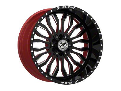 XFX Flow XFX-305 Gloss Black and Milled with Red Inner Wheel; 24x12; -44mm Offset (20-24 Jeep Gladiator JT)