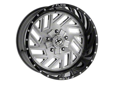 XFX Flow XFX-304 Brushed and Milled with Black Lip Wheel; 24x12; -44mm Offset (18-24 Jeep Wrangler JL)