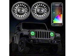 XK Glow 7-Inch RGB LED Headlights with Dual-Mode Dash Mount Controller; Black Housing; Clear Lens (20-24 Jeep Gladiator JT)