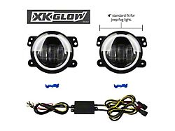 XK Glow 4-Inch White and Amber Halo LED Fog Lights (07-18 Jeep Wrangler JK)