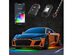 XK Glow 8-Piece Undercar and 4-Piece Rock Light App Controlled RGBW LED Underglow Kit (Universal; Some Adaptation May Be Required)