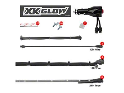 XK Glow 24-Inch Underglow LED Accent Light Kit; Light Blue (Universal; Some Adaptation May Be Required)