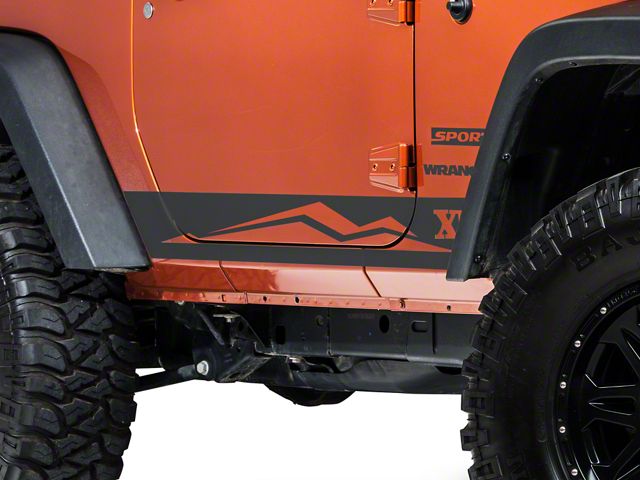 SEC10 Rocker Panel Stripe with XT Logo; Matte Black (07-18 Jeep Wrangler JK 2-Door)