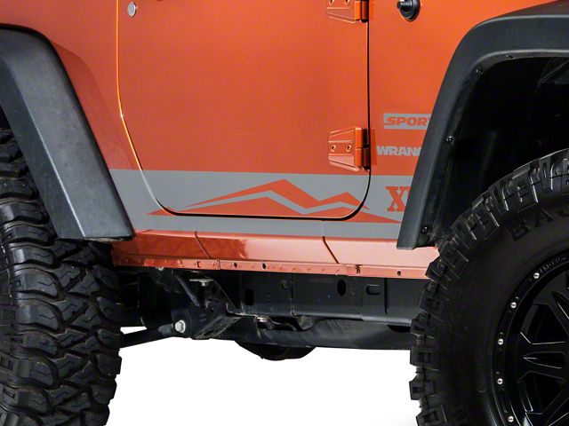 SEC10 Rocker Panel Stripe with XT Logo; Silver (07-18 Jeep Wrangler JK 2-Door)