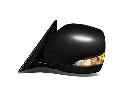 Powered Heated Power Folding Mirror with Turn Signal; Driver Side; Textured Black (17-24 Titan)