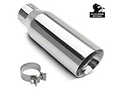 Angled Cut Rolled End Round Exhaust Tip; 4-Inch; Polished (Fits 2.75-Inch Tailpipe)