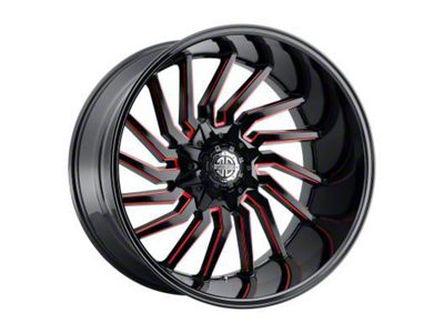 Xtreme Forged XF-16 Midnight Black Red Milled 6-Lug Wheel; 20x10; -25mm Offset (22-24 Bronco Raptor)