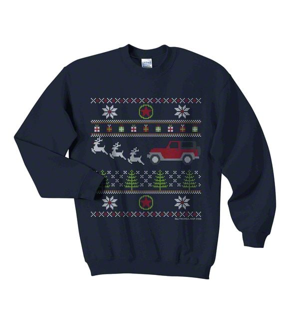 Jeep Wrangler Youth Jeep Christmas Crewneck Sweater Navy