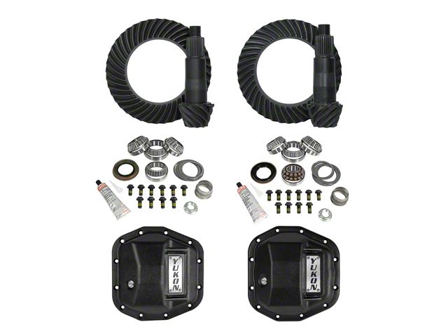 Yukon Gear Dana 44 Front/Dana 44 Rear Axle Ring Pinion and Gear Kit with Differential Covers; 4.56 Gear Ratio (18-24 Jeep Wrangler JL Rubicon)