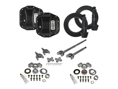 Yukon Gear Dana 44 Front/Dana 44 Rear Axle Ring Pinion and Gear Kit with Differential Covers and Front Axles; 4.56 Gear Ratio (18-25 Jeep Wrangler JL Rubicon)