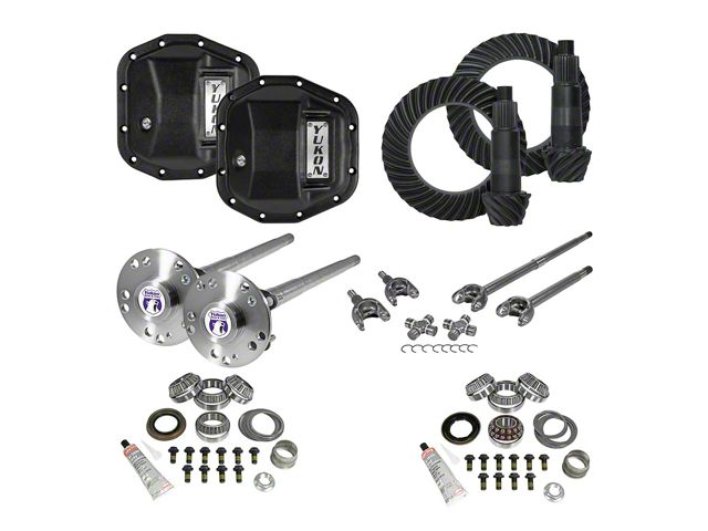 Yukon Gear Dana 44 Front/Dana 44 Rear Axle Ring Pinion and Gear Kit with Differential Covers, Front and Rear Axles; 4.56 Gear Ratio (18-24 Jeep Wrangler JL Rubicon)