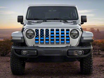 ZKD Customs Grille Insert; Black and Blue American Flag (20-24 Jeep Gladiator JT)