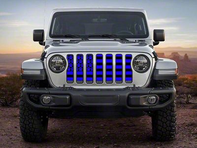 ZKD Customs Grille Insert; Black and Blue Dog Paw Flag (20-24 Jeep Gladiator JT)