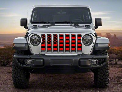 ZKD Customs Grille Insert; Black and Red Ameican Flag (20-24 Jeep Gladiator JT)