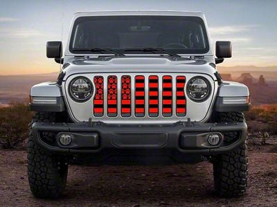 ZKD Customs Grille Insert; Black and Red Dog Paw Flag (20-24 Jeep Gladiator JT)