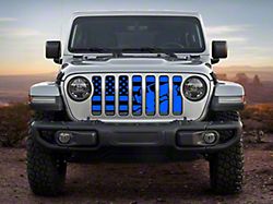 ZKD Customs Grille Insert; Offroad Vehicle Climbing Black and Blue American Flag (20-24 Jeep Gladiator JT)
