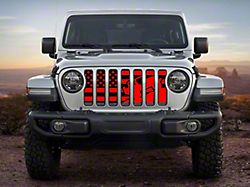 ZKD Customs Grille Insert; Offroad Vehicle Climbing Black and Red American Flag (20-24 Jeep Gladiator JT)