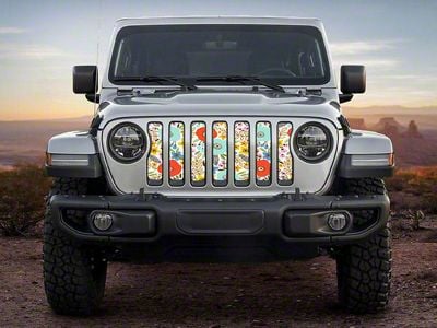 ZKD Customs Grille Insert; Whimsical Flowers (20-24 Jeep Gladiator JT)