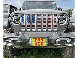 Grille Insert; American Flag with Candy Apple Sparkling Paint (18-24 Jeep Wrangler JL)