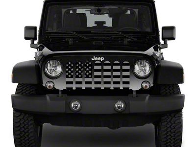 ZKD Customs Grille Insert; Black and Light Gray American Flag (07-18 Jeep Wrangler JK)