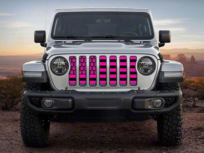 ZKD Customs Grille Insert; Black and Pink Dog Paw Flag (18-24 Jeep Wrangler JL)