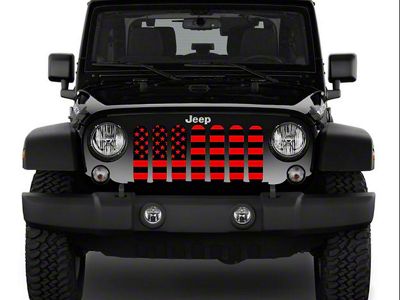 ZKD Customs Grille Insert; Black and Red Ameican Flag (07-18 Jeep Wrangler JK)