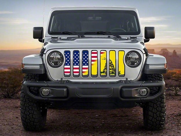 ZKD Customs Jeep Wrangler Grille Insert; Merica/DTOM Flag 30013 (18-23 ...